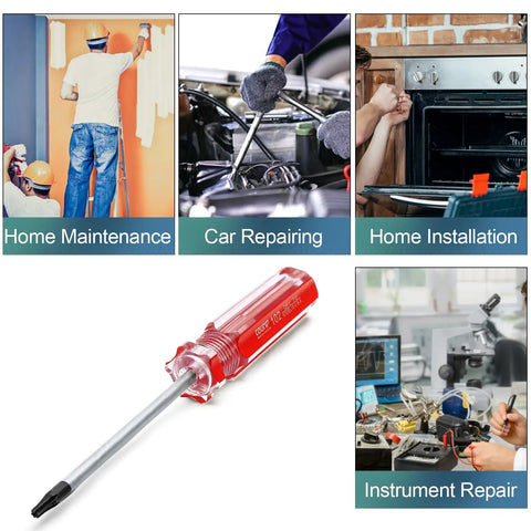 Top-Shelf T10 Security Torx Screwdriver Equipped with a Magnetic Tip and Insulated PVC Handle, Made of Rust-Resistant Chrome Vanadium Steel for Heavy-Duty Repairs on various tasks.