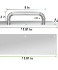 304 Stainless Steel Satin Finish Door Push Pull Handles Set with dimensions and measurements displayed