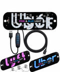 Dual Color Taxi LED Sign For Car With USB Power Suction Cup Windshield Display Pink And Blue Indicator Lights High Brightness RGB Text Easy Plug In Night Visibility That Helps Your Ride Stand Out showing USB and suction cups