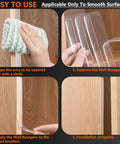 Clear Silicone Wall Bumpers 28 Pieces installation on wooden cabinet door in four steps including cleaning and applying