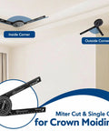 Heavy Duty 7 Inch Aluminum Angle Finder Protractor With Dual Scale Square measures miter cuts in inside and outside corners.