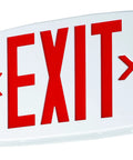 Led Emergency Exit Sign With Double Sided Capability Thermoplastic White Housing Red Letters NiCad Battery Backup Easy Mount