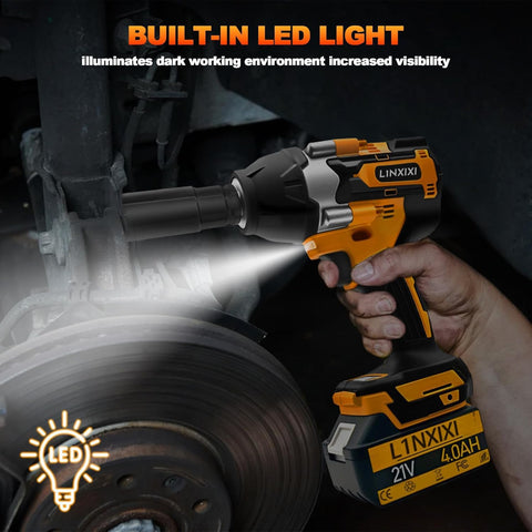 One Half Inch Cordless Impact Wrench With Brushless Motor, 1000 Newton Meters Of Torque And 740 Foot Pounds shown in use