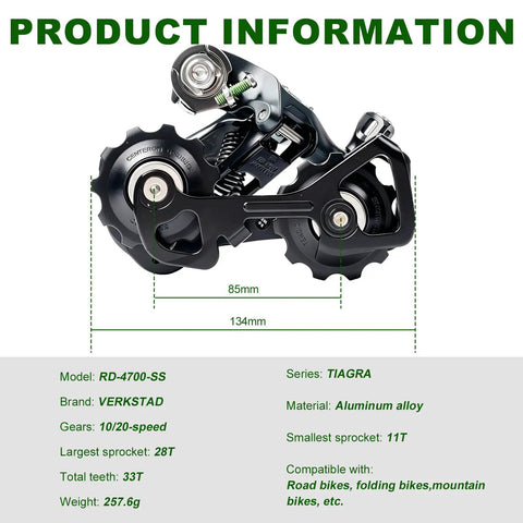 Beefy 10 Speed Rear Derailleur RD-4700-SS Direct Mount for mountain, road, trail, folding, and commuter bikes diagram