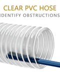 Heavy Duty 4 Inch By 20 Foot Flexible Clear PVC Dust Collection Hose With Carbon Steel Wire Coil showing airflow guide
