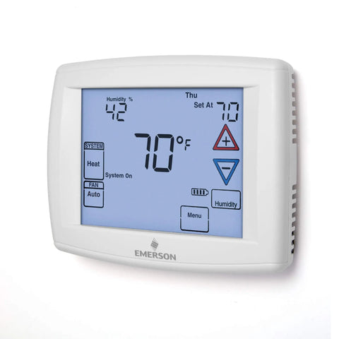 Ultra Easy Read Touchscreen 7 Day Programmable Thermostat With 12 Inch Display on wall showing 70 degrees