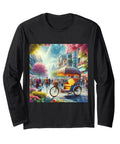 Awesome Pedicab Cycle Rickshaw Driver Long Sleeve T Shirt For Dedicated Bike Taxi Enthusiasts With Vintage Graphics in black.