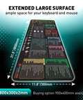 Excel Shortcut Keys Desk Pad For Office And Gaming Large 800x300mm Extended Keyboard Mat with non-slip stitched edge