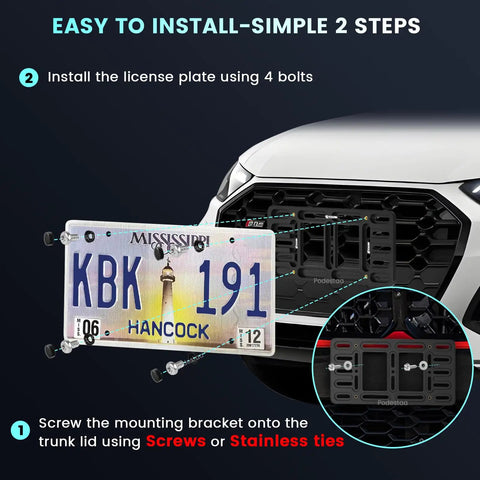 Audi Front License Plate Bracket Mounting Kit For 2000 Through 2025 A3 S3 A4 S4 A5 S5 A6 S6 A7 S7 A8 Quattro Allroad Q3 Q5 Q7 Q8 Premium Sportback Frame Holder installation instructions