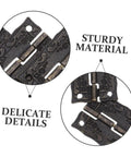 Close-up of Vintage Iron Jewelry Box Hinges With Screws Small Retro Decorative showing delicate details and sturdy material.