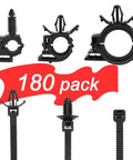 180 Pcs Wire Loom Clips For Car Push Mount And Zip Ties Assorted Sizes 6 Inch Nylon Clips Automotive Wiring Kit