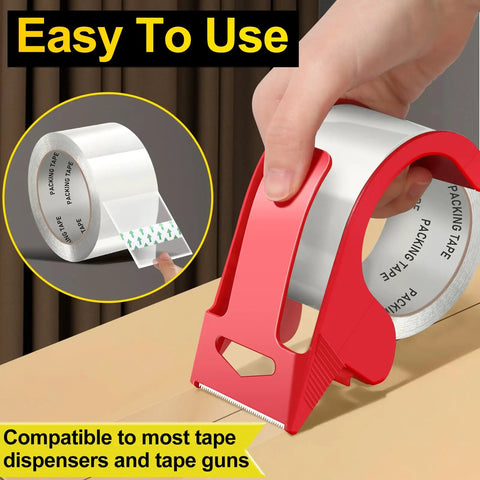 Clear Heavy Duty Packing Tape Refill Rolls, 6 Rolls, 2 Inch Wide By 65 Yards Each, Tough No Nonsense Shipping Tape in dispenser