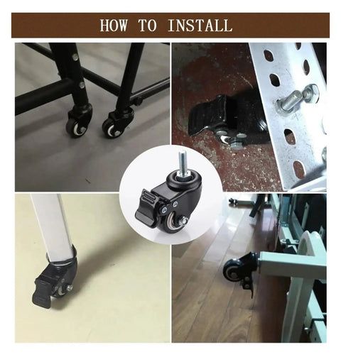 Heavy Duty Swivel Chair Caster Wheel With 39mm Plate M8 Screw 1.5 Inch Diameter Silent Brake Castor installation instructions