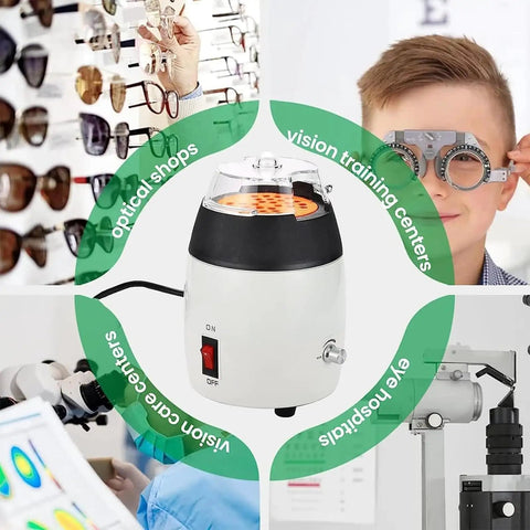 Top Shelf Glasses Heating Platform With Lightning Fast Warm Up And Hassle Free Temp Controls For Swift Frame Adjustments and lens work in your local optics shop in an optical shop setting.