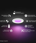 Top Shelf Smart Recessed Led Ceiling Light With Sleek Slim Downlight Providing Full Spectrum Daylight Tuning And Smooth Flush Fit Design for wet and dry spaces.