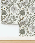 Straight Up Stunning Jumbo Floral Neutral Wallpaper With Matte Linen Texture And Durable Pvc Free Build Zero Hassle Paste To Paper Install For Kitchens Bathrooms And Commercial Spaces, showing floral design detail.