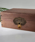 Vintage Locking Handle And Hinge Kit In Antique Bronze Zinc Alloy on wooden jewelry box for DIY decor