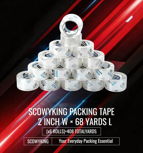 Clear Packing Tape Set 6 Rolls 408 Yards Total Heavy Duty Shipping Tape For Moving Boxes 2 Inch By 68 Yards Per Roll