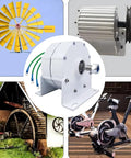 Gearless Permanent Magnet Generator 12V 24V 48V 1200W Low Rpm Motor With Mounting Bracket For Wind Turbine Solar DIY setup, detailed view with wiring.