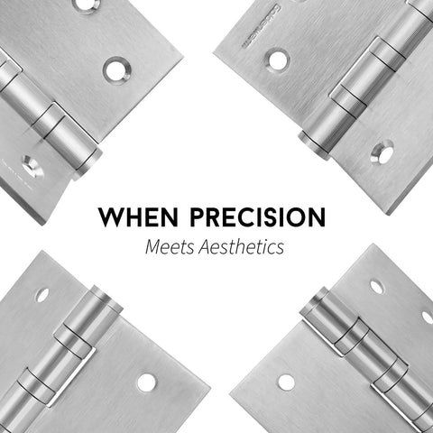 Goldenwarm Satin Nickel 4 Inch Ball Bearing Door Hinges 3 Pack for Exterior and Interior Doors, square corner, 304 stainless steel