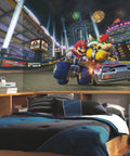 Mario Kart 8 XL Chair Rail Wall Mural 10.5 Ft By 6 Ft Spray And Stick Peel And Stick Wall Cover in game room over bed