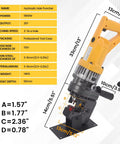 Beefy 1800W 20Ton Electric Hydraulic Hole Puncher With Five Dies for Steel Aluminum Copper with Foot Pedal, dimensions shown