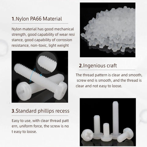 All In One Nylon PA66 White Metric Phillips Pan Head Screws Set 500Pcs M2 To M2.6 With Plastic Storage Box For Electronics Repair DIY