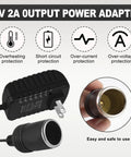 Heavy Duty Plug And Play AC To DC Converter With Solid Car Cigarette Lighter Adapter providing 12V power supply with safety features.