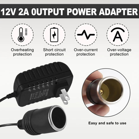 Heavy Duty Plug And Play AC To DC Converter With Solid Car Cigarette Lighter Adapter providing 12V power supply with safety features.