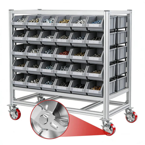 Set Of 4 Premium Heavy Duty Workbench Casters 5 Inch Swivel Plate Wheels 4000 Lbs Total Weight Capacity with visible dual ball bearing.