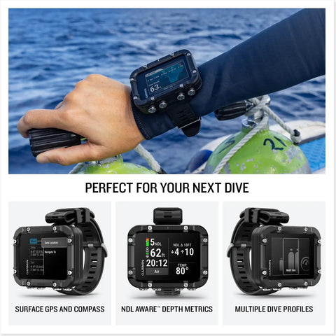Descent X30 Dive Computer Go-To Rugged Buddy With Surface GPS, Button Controls, 2.4 Inch Color Display, multiple views.