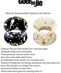 Silicone ear gauges with black and white speckled pattern, biocompatible implant grade for stretching 10mm 00G ears