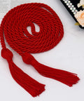 Red 68 Inch Graduation Honor Cord With Tassels At Both Ends, Durable Polyester Yarn, Knotted Ends, Classic Ceremony Accessory For Grads