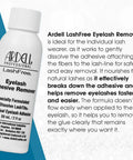 Bottle of Ardell LashFree Eyelash Remover, formulated to dissolve lash adhesive effectively, shown on a blue background