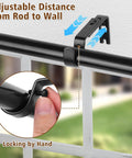 Heavy Duty Curtain Rod Brackets For 1 Inch Rods Adjustable Wall Mount Iron Rod Holders in use, close-up of locking mechanism.