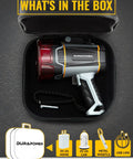 Ultra Bright Waterproof Boat Spotlight Handheld Flashlight in case with USB, car adapter, whistle, and home charger