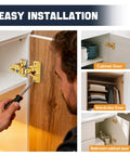 Installation of Gold Finish 50 Pack Soft Close Cabinet Hinges For Kitchen Cabinets Half Overlay Stainless Steel Built In Damper 100 Degree
