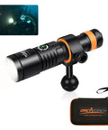 Lit Underwater Video Light 1200 Lumens 6500K With 120 Degree Wide Beam IP68 Waterproof To 150m Dual Modes ZJ18 Ball Joint