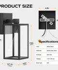 Top Shelf Wall Mounted Exterior Lighting Fixture Featuring Slick Rustproof Housing And No Sweat Weather Sealing For Outdoor Porch Light Sconce Patio Yard Projects, matte black, dimensions labeled.