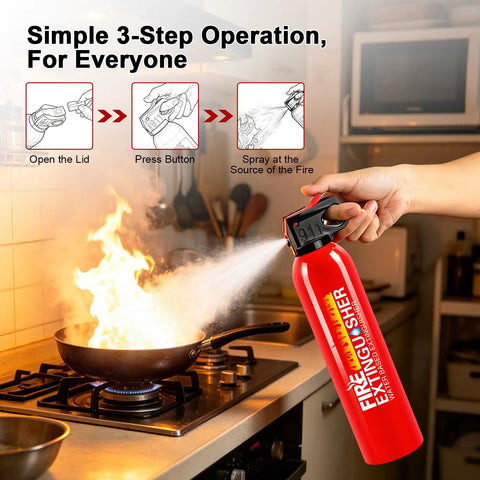 Two Pack Water Based Fire Extinguishers Rated Class A B C K With Heavy Sturdy Wall Mount Bracket For Kitchen Garage Home Safety No Sweat Protection
