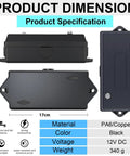 7 Way Trailer Junction Box Built Tough and Waterproof Wiring Connector for RV Camper Caravans Boat, black nylon, dimensions shown