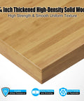 Close-up of the thickened solid wood top of the Beefy 60 Inch Heavy Duty Solid Wood Work Bench On Wheels With Adjustable Height And Built In Power Outlets, 3000 Lbs Capacity Portable Workstation For Garage And Workshop.