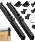 No-Drill Sliding Barn Door Soft Close Kit, Tool-Free Install, Adjustable Stopper For 88-132 Lbs, Universal Flat Track Hardware