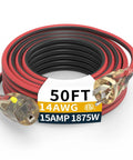 50 Foot Outdoor Extension Cord With 14 Gauge 3 Copper Wire, 15 Amp Waterproof Power Cable, LED Lighted Locking Plug