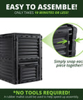 Big Ol 80 Gallon Garden Compost Bin Made From BPA Free Thick Plastic For Outdoor Use Easy Assembly Lightweight Design in Black