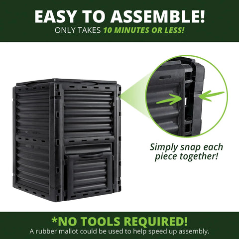 Big Ol 80 Gallon Garden Compost Bin Made From BPA Free Thick Plastic For Outdoor Use Easy Assembly Lightweight Design in Black