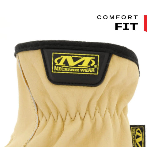 Breathable Leather Cow Driver Gloves With Water Resistant Durahide Dry Leather And Gunn Cut For Tough Jobs Tan XL Size Elastic Cuff