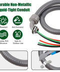4 Foot Liquid Tight Conduit Kit With 1/2 Inch Pre-Wired Electrical Whip Three 10 AWG THHN Copper Wires Bare Wire Ends