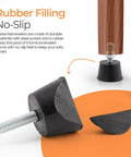 Top Tier Heavy Duty Rubber Furniture Leveling Feet With Reliable M6 Threads Easy Install Table And Chair Sliders For Banishing Floor Wobbles And Keeping Your Gear Planted Firm 8 Pack shown attaching to furniture leg.