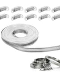 Hose Clamp Roll Kit With Custom Cut Lengths By The Foot Perfect For Home Projects And Industrial Uses To Fit Any Pipe Sizes With Ease, stainless steel roll and buckles